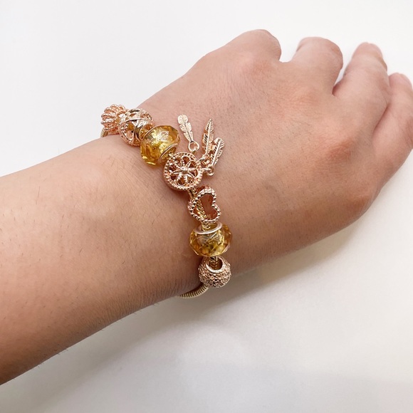 New Gold European Murano Charm Bracelet - Picture 6 of 10